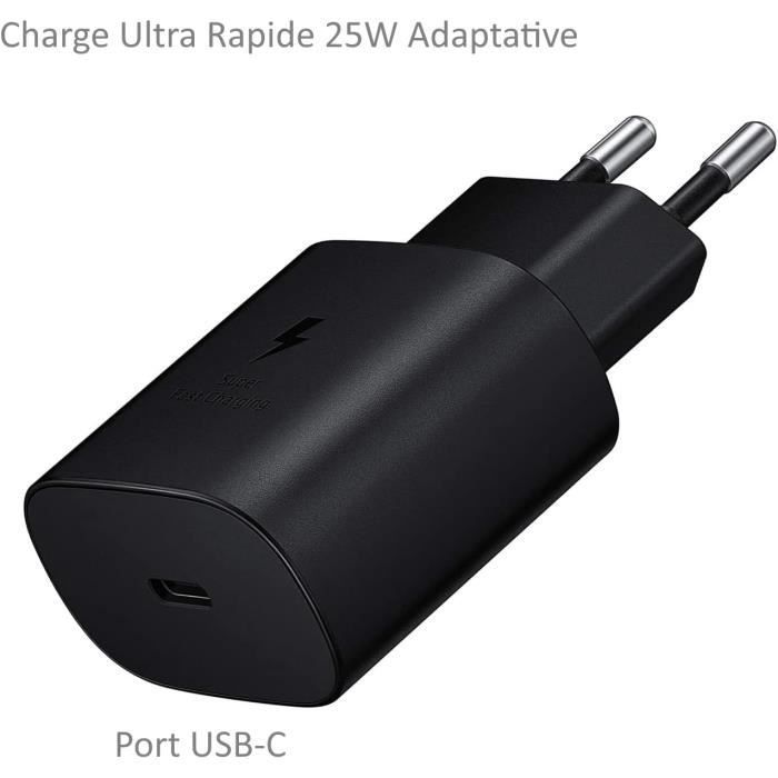 Chargeur Rapide Usb-C 25W Compatible Avec Samsung Galaxy A54 - A34 - A14 - A23 - S23 Ultra - S23 - S23+ - Z Fold4 - Xcover [u790]