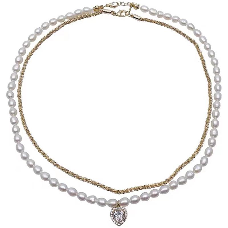 Minimalist Pearl Heart Zircon Pendant Necklace for Women