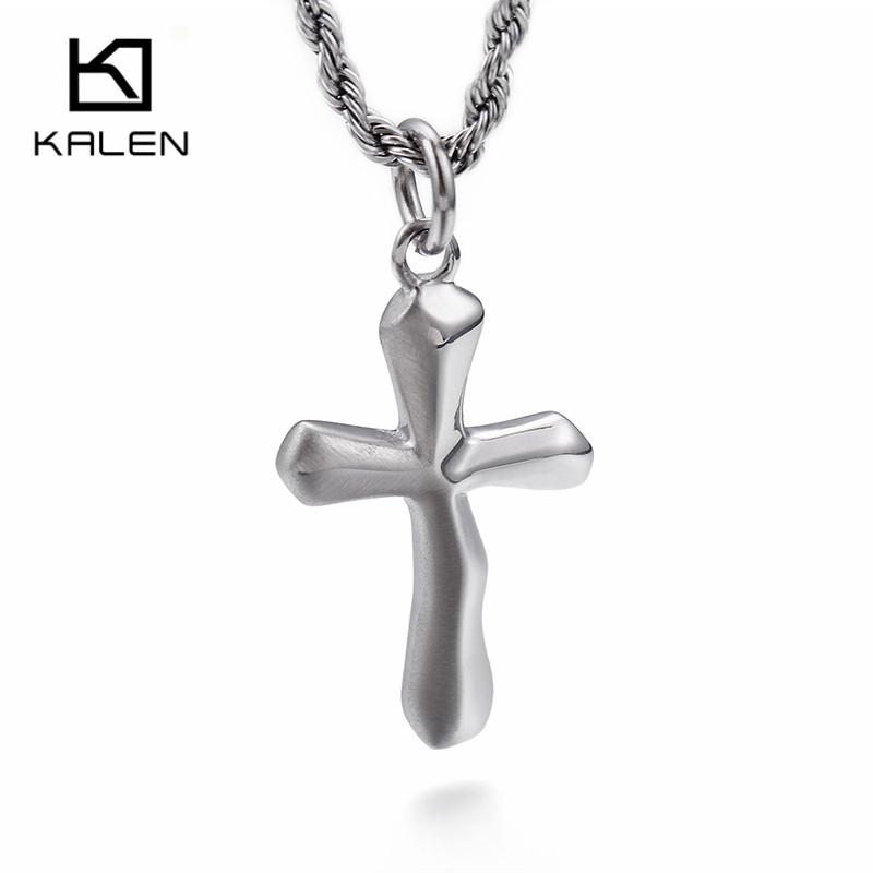 New Fashion Cross Chain For Men High Polished 60cm Stainless Steel Gold Color Cross Jewelry Necklace Male Cheap Jewelry
