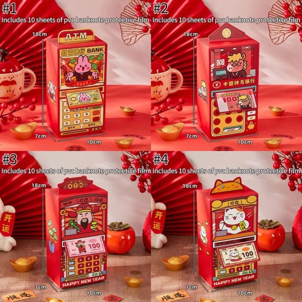 HongBao Cartoon Money Envelope Fun Creative ATM Money Pocket Pull Best Wishes Blessing Bag Spring Festival