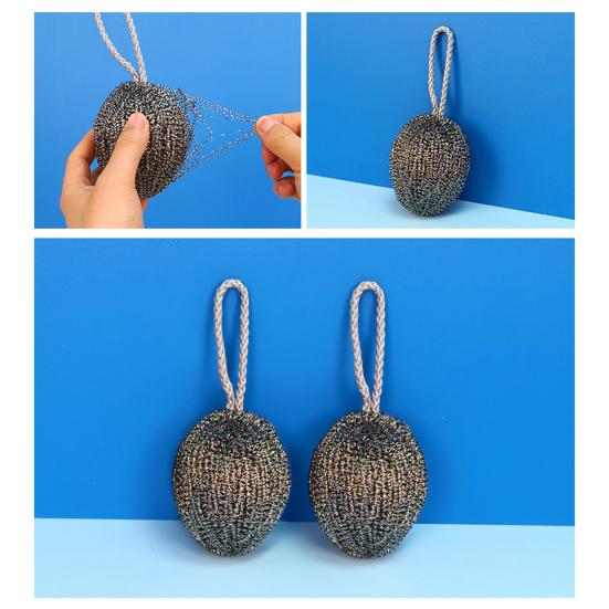 10Pcs Dishwashing Balls Stainless Steel Remove Grease Burnt Stains Heavy-duty Cleaning Ball Kitchen Scrubber
