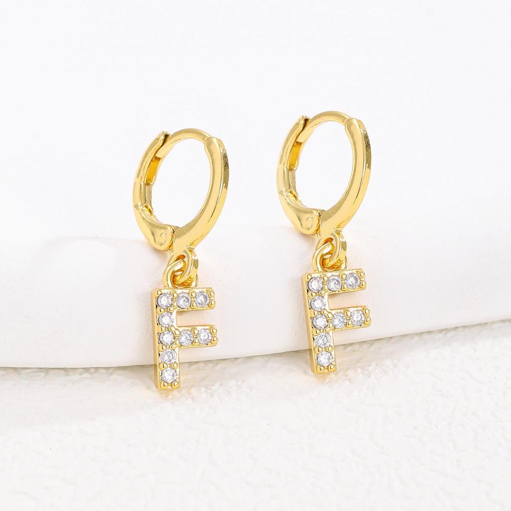European and American Fashion Gold-Plated Zircon Letter Earrings for Women