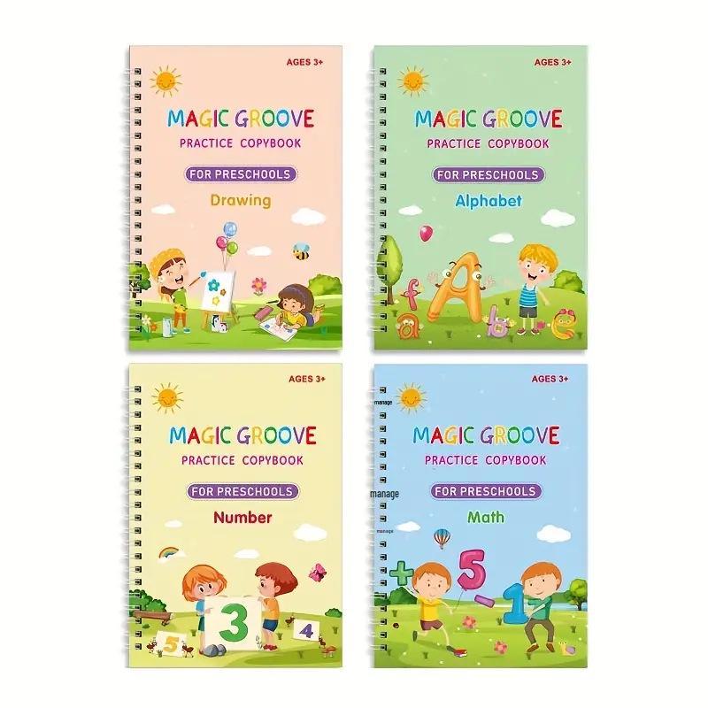 Small 19x13CM Grooved Calligraphy Practice Copybook for Kids Aged 3-6 with Pen Control