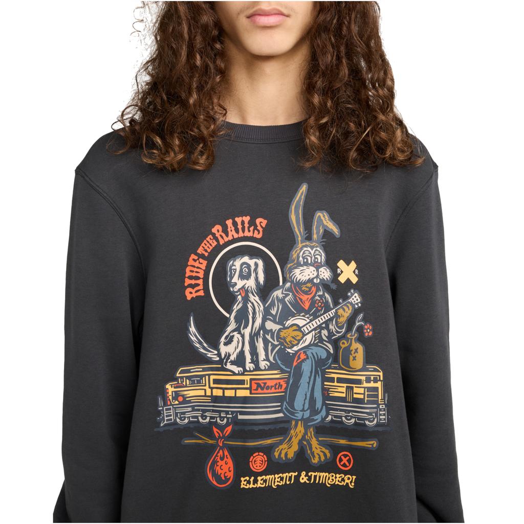 Element Timber Aboard Cr, Herren schwarzes Sweatshirt