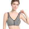 New soft cotton thin cup front buckle underwear women's striped rimless vest type extra large size bra