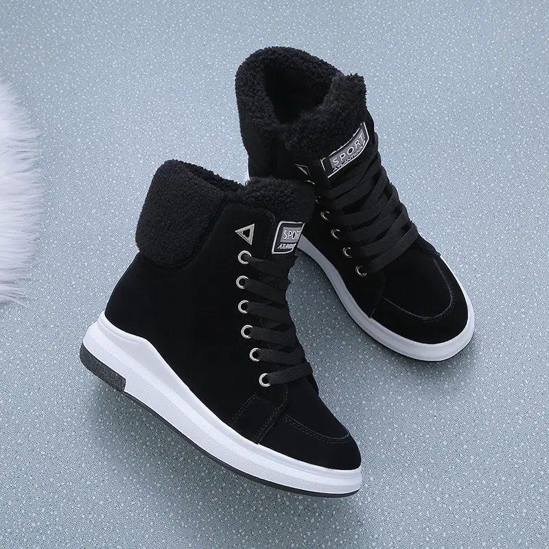 Winter Boots Female Velvet Warm Short Tube Female Boots Korean Version of The Casual Snow Boots Students with A Hundred Cotton Shoes