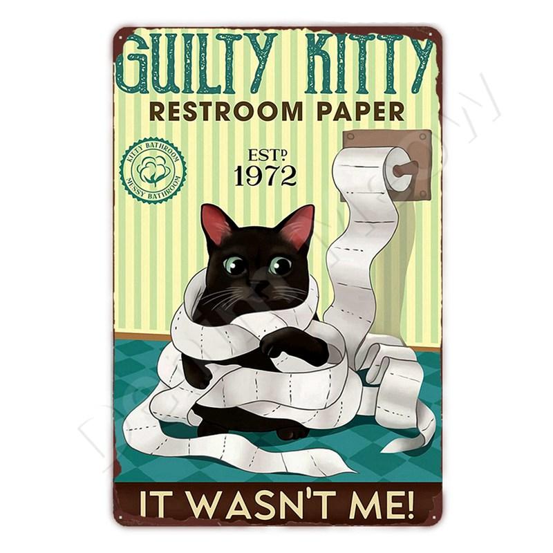 Vintage Metal Sign, That's What I Do I Play Guitar, Dancing Cat, Black Cat, Funny Tin Sign, Rustic Bar, Cafe, Home Decor Gift