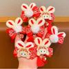 Tassel Children Red Hairpin Bunny Chinese New Year Headwear Lovely Plush Rabbit Hairpin  Girls