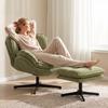 Armchair W/ Adjustable Footstool, 360-Degree Swivel Chenille, Green