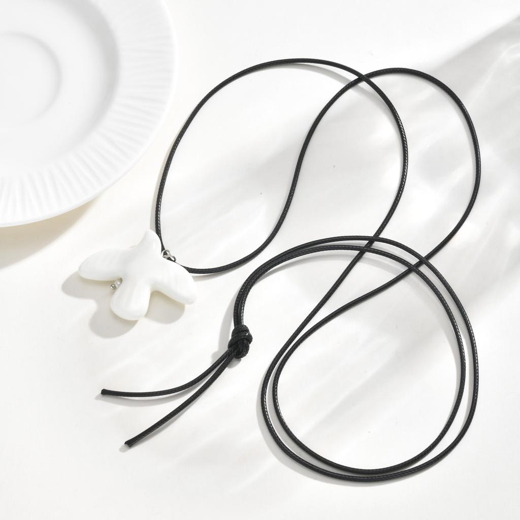 White Ceramic Dove of Peace Pendant for Women High Quality Rope Chain Necklace Unique Jewelry Gift