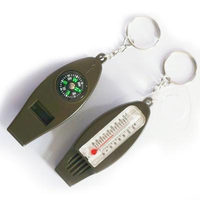 1Pc Safety 4 In 1 Emergency Whistle Compass Thermometer Survival Whistle Magnifier Camping Tools Outdoor Whistle Fishing Hiking