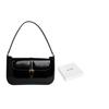 By Far Miranda Solid Color Vintage Flap Closure Leather Underarm Bag Baguette Handheld Shoulder Bag Women bags Black 19PFMDASBLWMED
