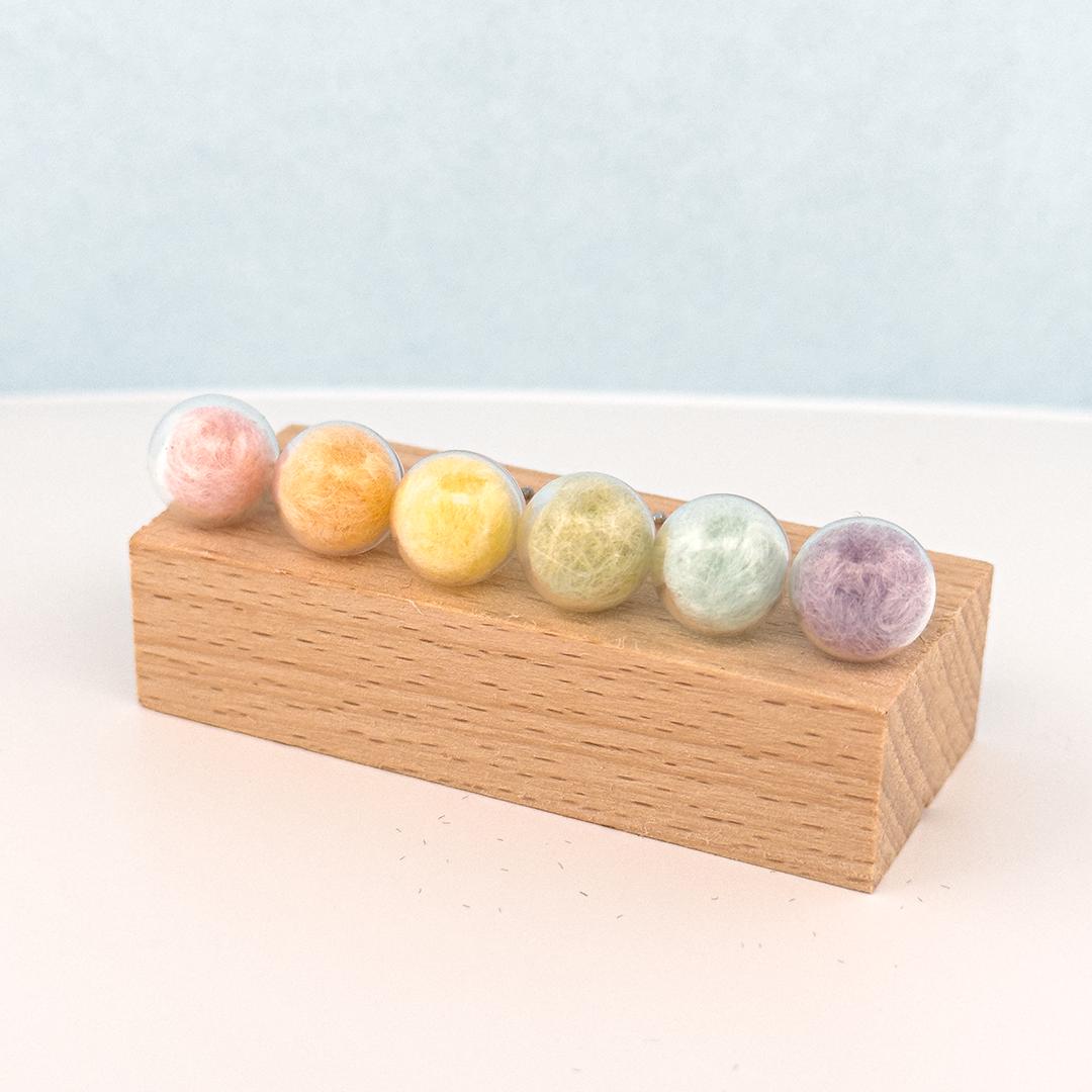 

zakkaism Mini Cotton Candy Stud Earrings - Handmade 925 Sterling Silver Jewelry for Women s Gift жовтий