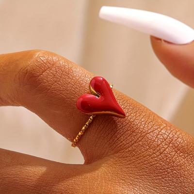 Inele Deschis Noi Personalizate Creative Culoare Roșie Formă de Inimă Tendință Modă Femei Accesorii Bijuterii Petrecere de Nuntă Cadouri