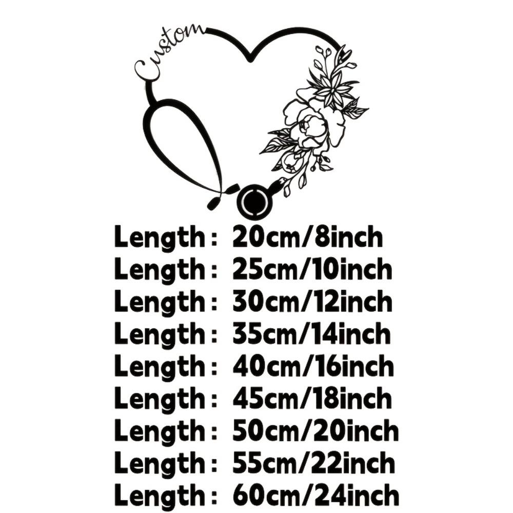 

1pc Custom Heart Iron Wall Art Stethoscope Flower Sign Personalized Name Text Logo Durable Indoor Outdoor Home Clinic Hospital Decoration Nursing Gift Length：20cm/8inch