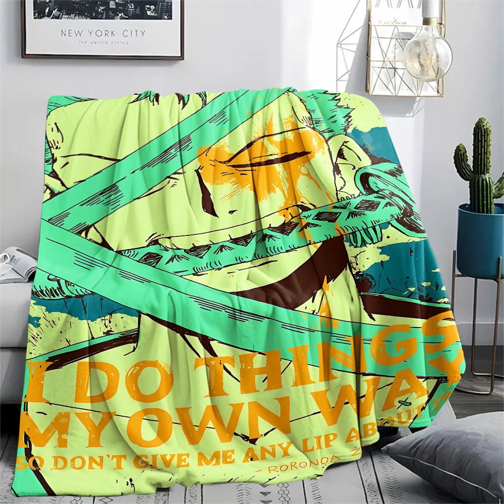 One Piece Charakter Print Flaneldecke, Hohe Qualität, Bequem für alle Jahreszeiten, Heimdekoration, Wärme und Komfort, Perfekt für Weihnachtsgeschenke