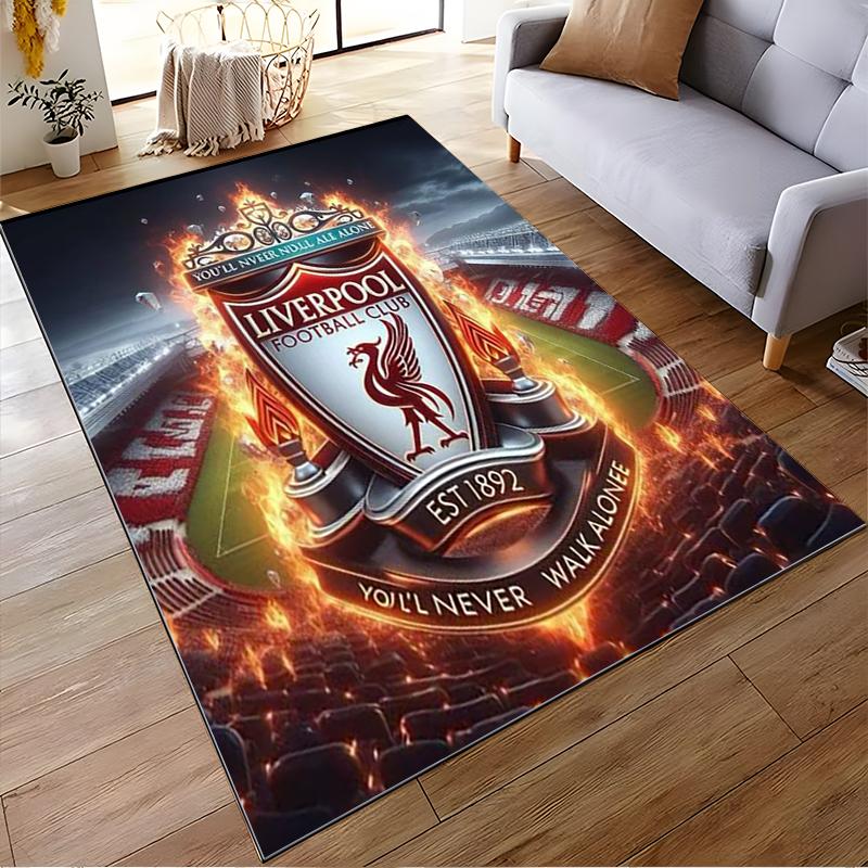 Liverpool Football Club Logo Fire Design Rug Non-slip rug suitable for living room and bedroom sofas