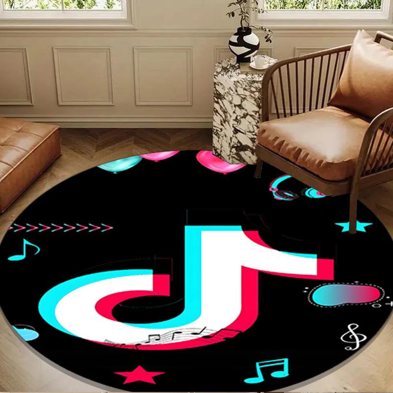 Neon music note Round Rug for Livingroom,Bedroom, Palyroom, Chair Rug, Area rug, Circle Carpet, Large Size Fan Christmas gift