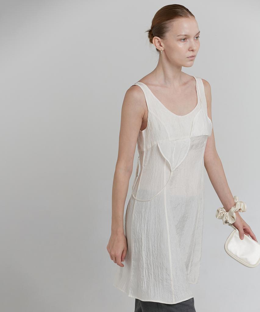 Loutaideu Wrinkle Sleeveless Dress [Ivory]