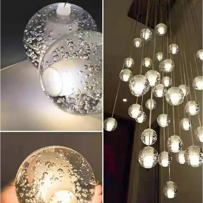 Modern Minimalist Living Room Chandelier Crystal Ball Indoor Lighting Spiral Staircase Light Bedroom Restaurant LED Chandelier