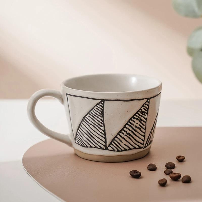 350ml Retro Ceramic Coffee Mug Milk Tea Cup Creative Irregular Design Porcelain Mug Oatmeal Breakfast Mug Water Cup Drinkware
