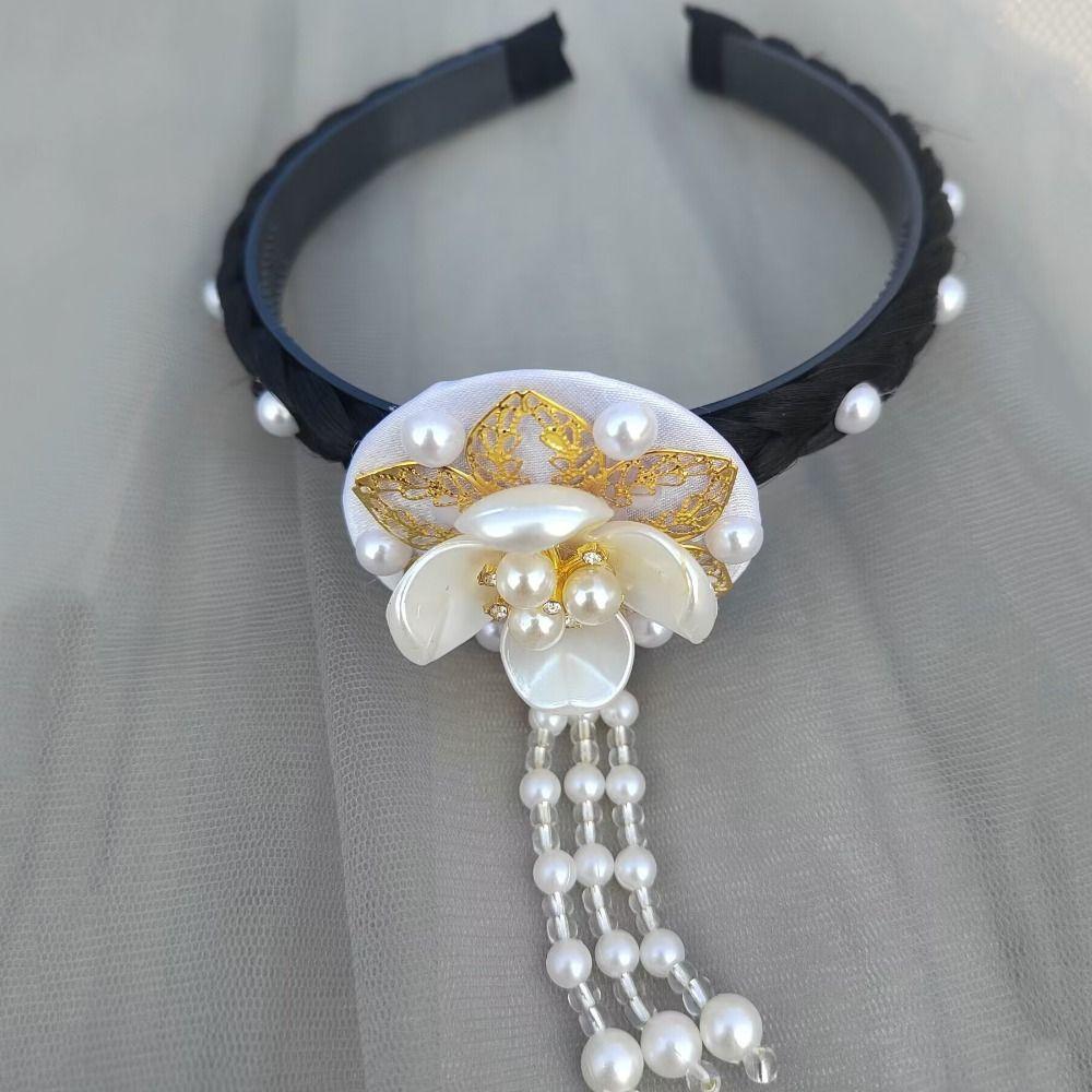 Flower Hanbok Hairband Pearl Stage Dance Hair Hoop Sweet Korean Headband  Girl
