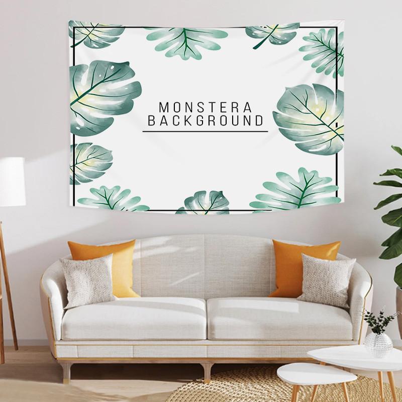 Summer Cartoon Tropical Jungle Monstera Background Printed Polyester Tapestry Wall Hanging Tapestries For Bedroom Dorm Decor