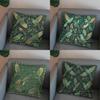 2D Flying Green Birds With Leaves Pillow Cover Pattern Cushion Cover Suitable For Sofa Bedroom Car Pillow Cover