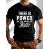 European Sizes Plus Size Big & Tall Men's Summer Short Sleeve T-shirt, Power Jesus Graphic Print Trendy Casual Tops For Daily Life