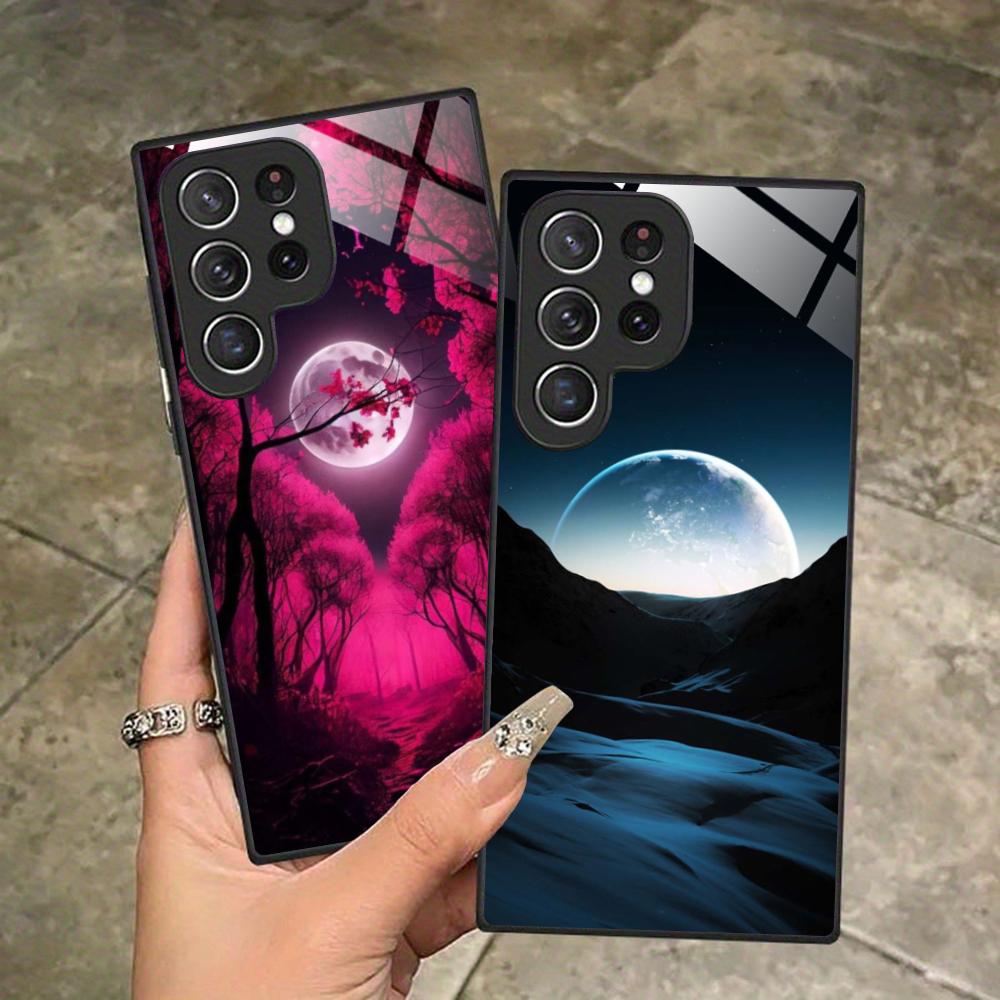 Luna Moon Mobile Cell Phone Case for Samsung Galaxy A56 55 54 53 52 51 36 35 34 23 16 15 5G Glass Colorful Cover Cover Luxury