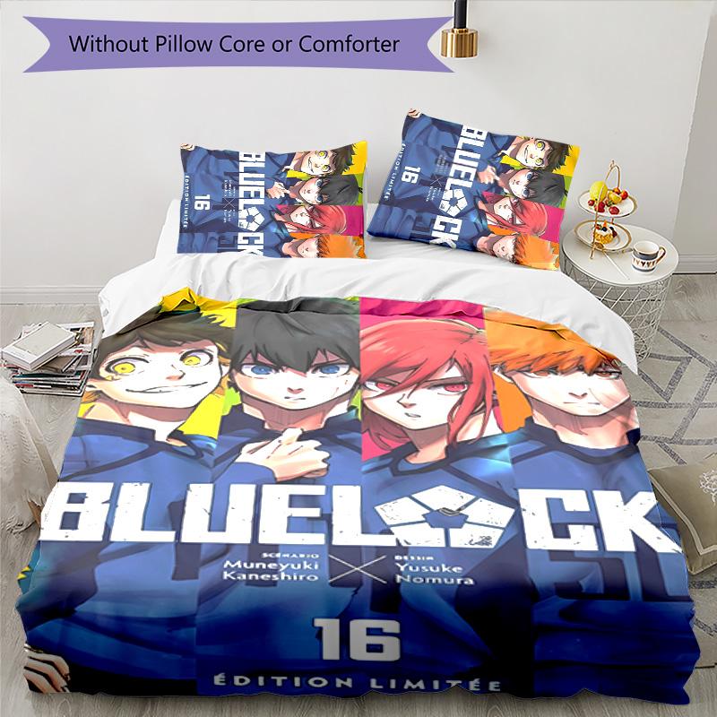 3pcs B-BLUE L-LOCK Themed Duvet Cover Set, Includes 1 Duvet Cover and 2 Pillowcases,Skin-Friendly&Comfortable Fabric,Suitable Bedding Sets
