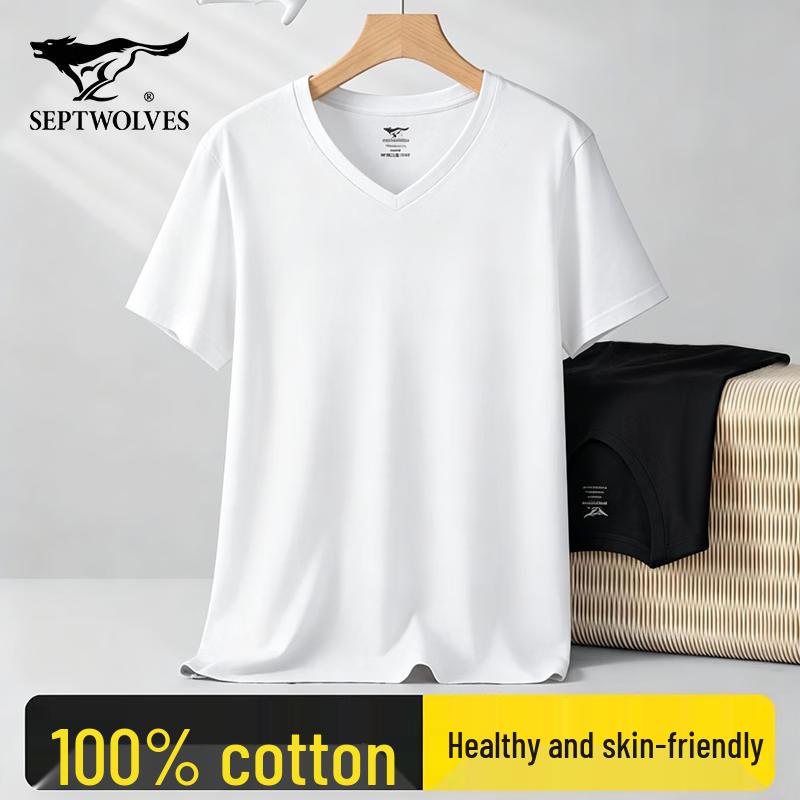 SEPTWOLVES Men s V-Neck Cotton T-Shirt XL