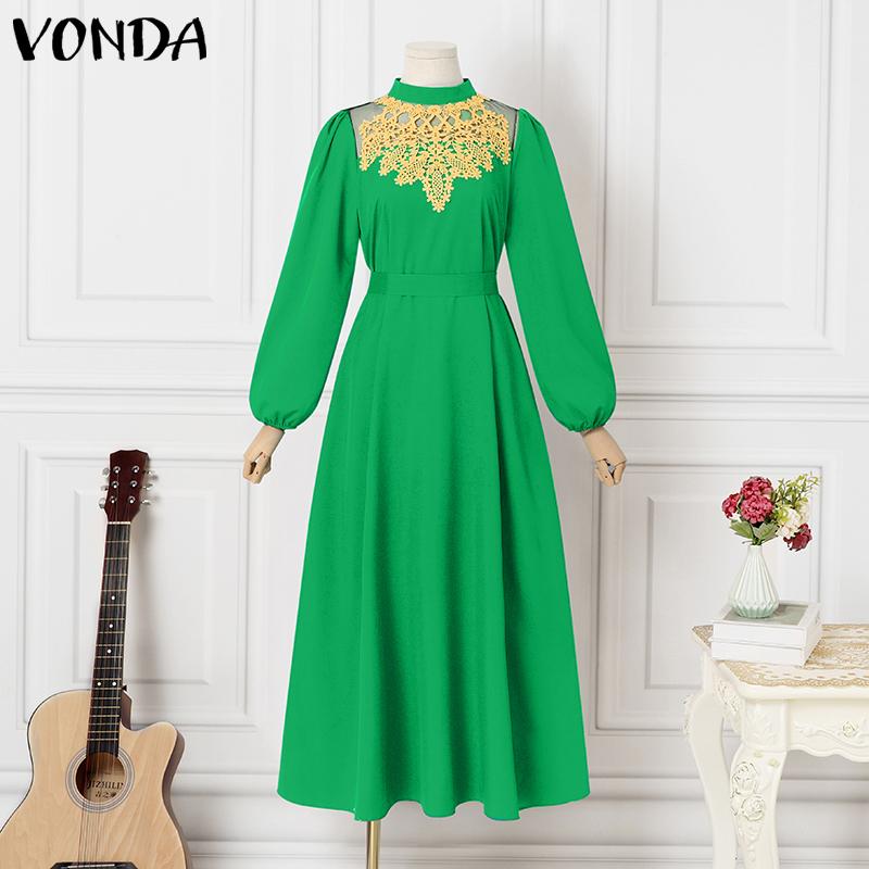 

VONDA Splicing Элегантное женское вечернее длинное платье с вырезами