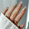 10/30pcs Kawaii Gold Bow French False Nails 3D Acrylic Mini Flower Medium Almond Press On Nails Full Cover Reusable Fake Nails 6