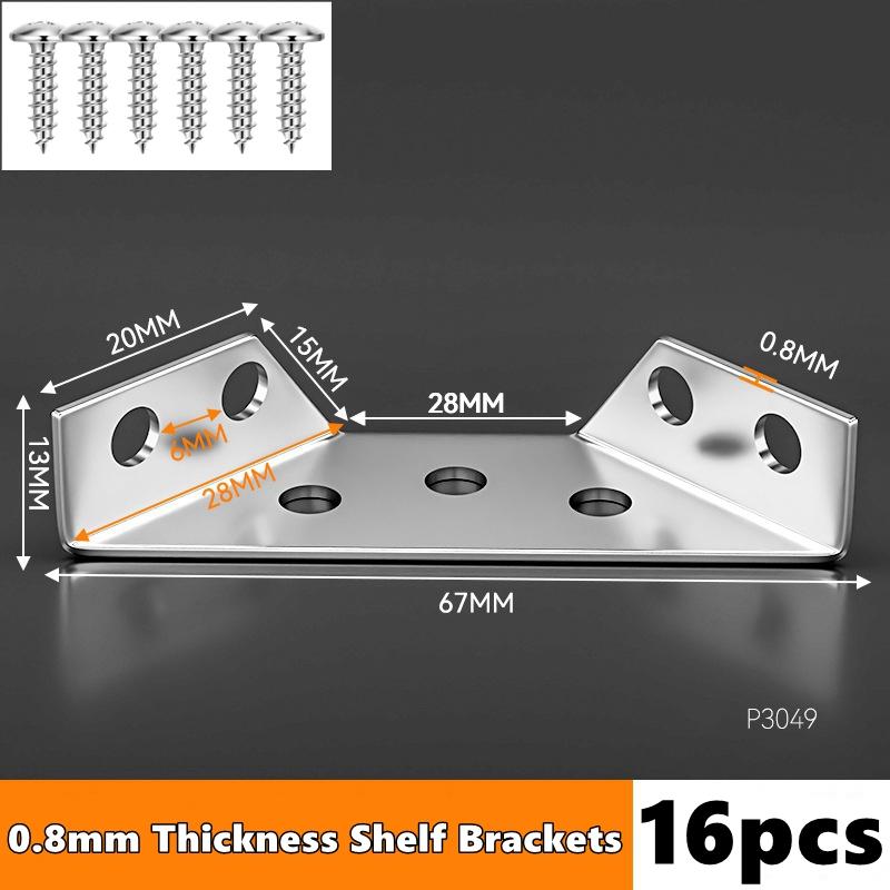 Universal Stainless Steel Furniture Corner Connector, Angle Corner Bracket with Screws for Shelves Wood Furniture Cabinets