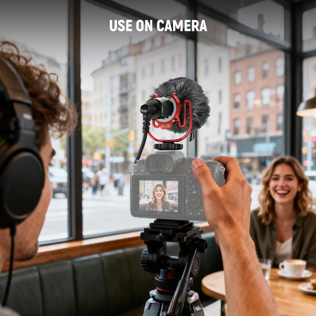 NEEWER Video Microphone, External Microphone, Plug & Play, 20-20KHz, Noise Reduction, High Sensitivity Cardioid, 3.5mm TRS/USB C OTG Cable, Shock Moun