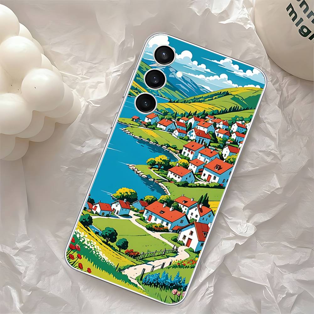 Rural Scenery Wheat Field Art Phone Case For Samsung Galaxy A52 A12 A51 S21 Edge S22ULTRA S23 S24 S20LITE Plus Ultra Transparent