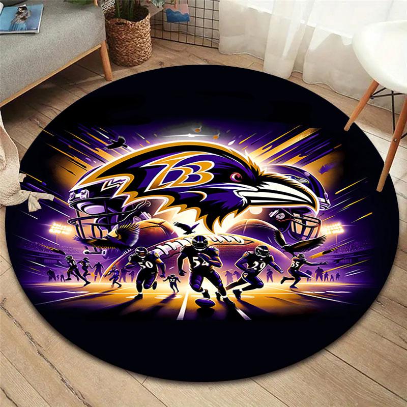

BaltimoreRavens Round Area Rug,Carpet Rug for Living Room Bedroom Sofa Playroom Decor,Non-slip Floor Mat 80cmx80cm