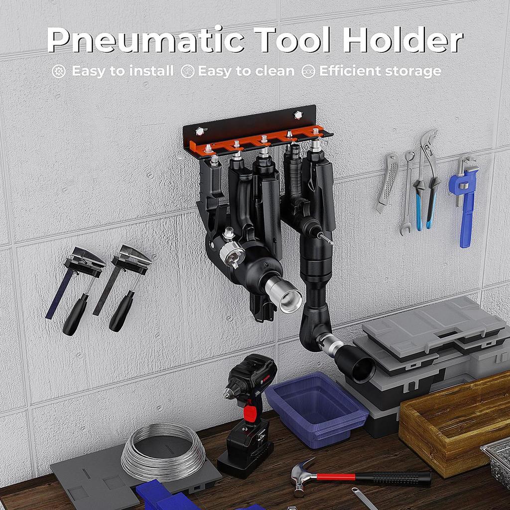 Air Tool Holder 5-Slot Wall Storage Shelf Power Tool Hanger For Electric Gadgets Drill Screwdriver Grinder Garage Studio