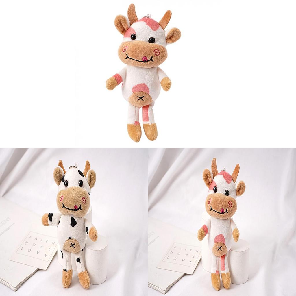 Portachiavi Mucca di Peluche con Imbottitura in Cotone PP per Regalo e Collezione