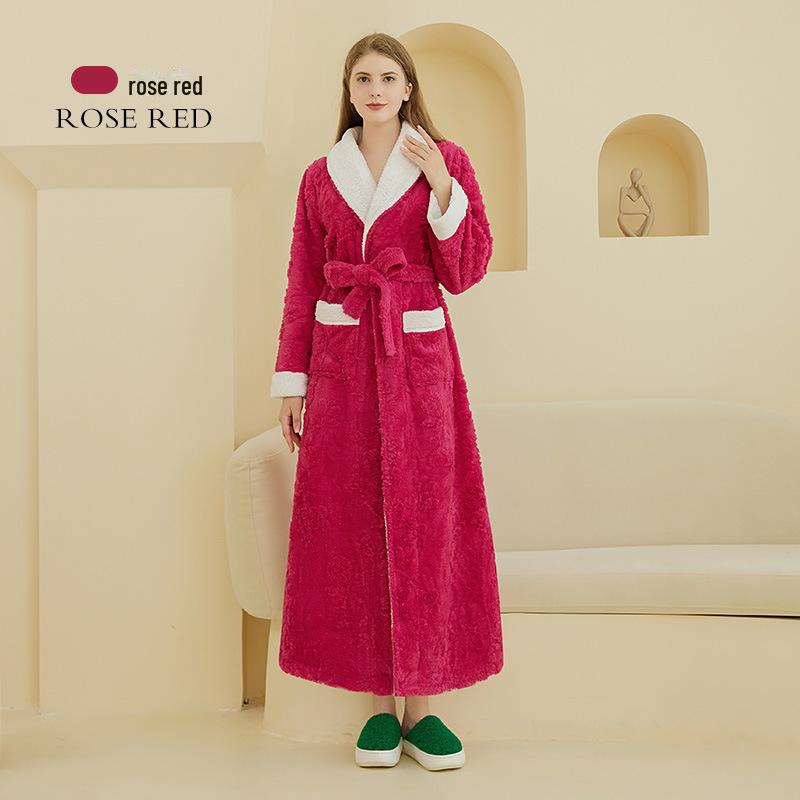 2022 Autumn/Winter Luxury Double-layer Flannel Nightgown - Men's Long Large Size & Women's Jacquard Bathrobe Set