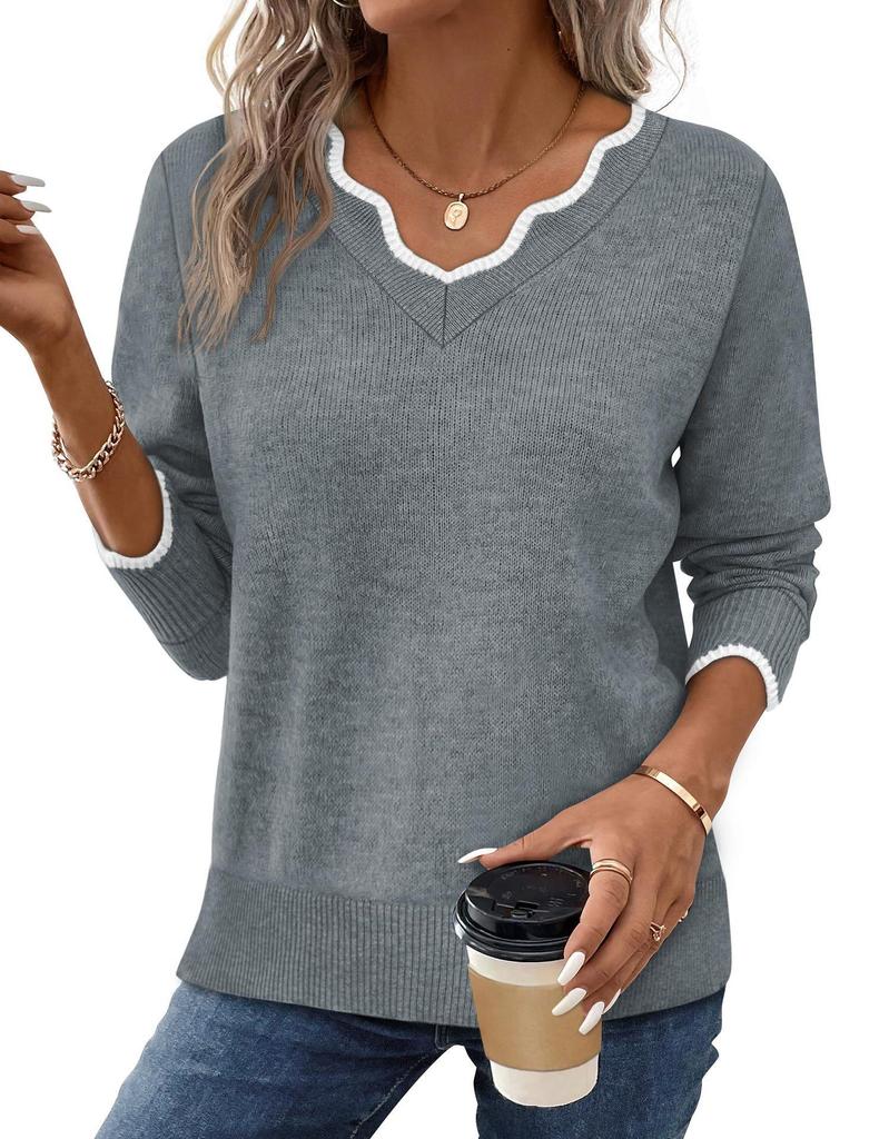 Women's Casual Solid Color Knitted Pullover Sweater - Autumn/Winter Collection