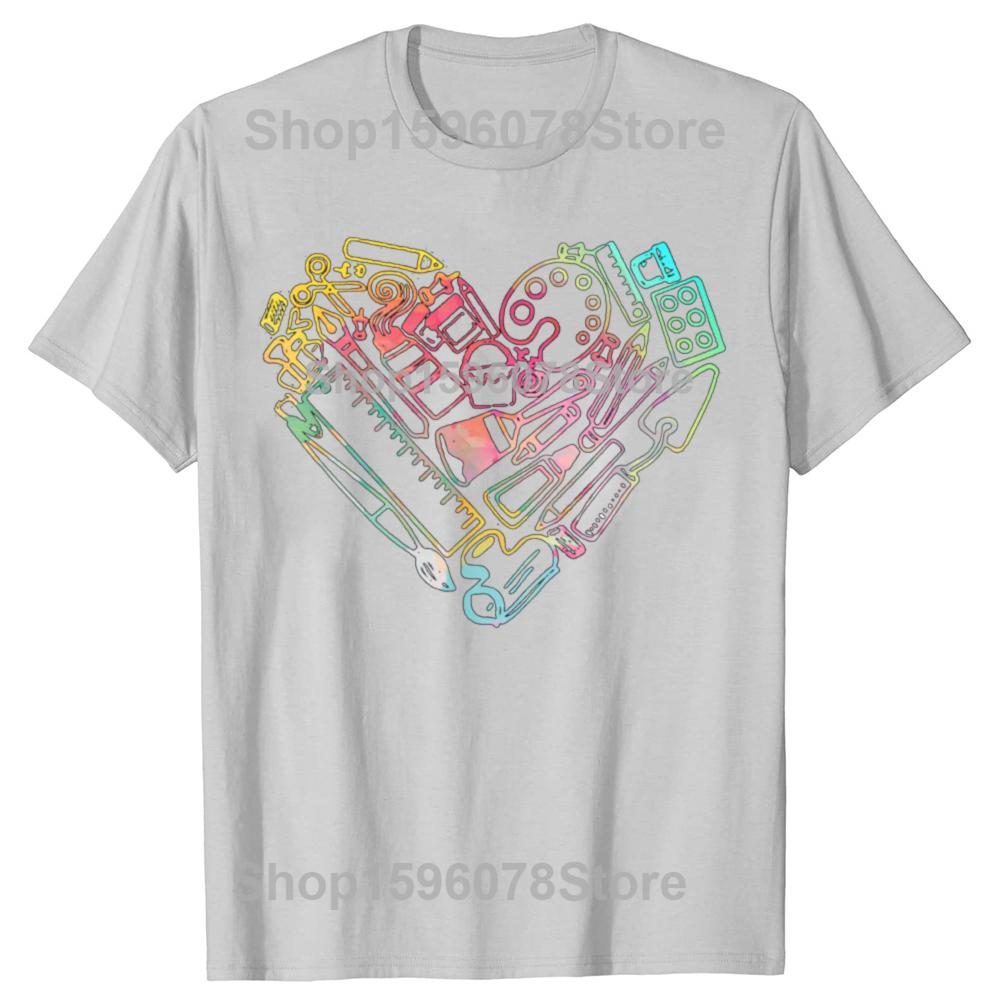 Funny Heart Shape Love Watercolor Art Teacher Artists Painter T Shirts Gift Mens Clothing Fashion Casual Loose Oversized T Shirt