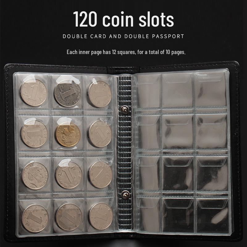 120-Pocket Large Capacity Leather Coin Album for Silver Dollar and Commemorative Coins