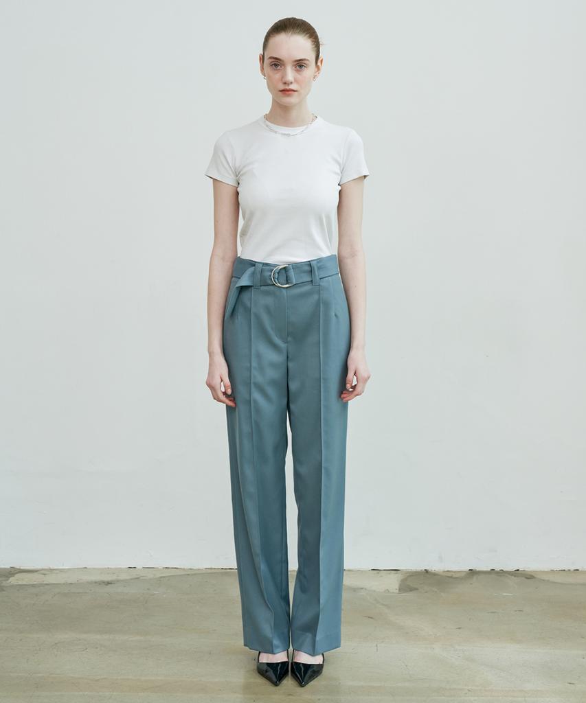 SILN Semi Wide Belted Trouser Pants (Blue)