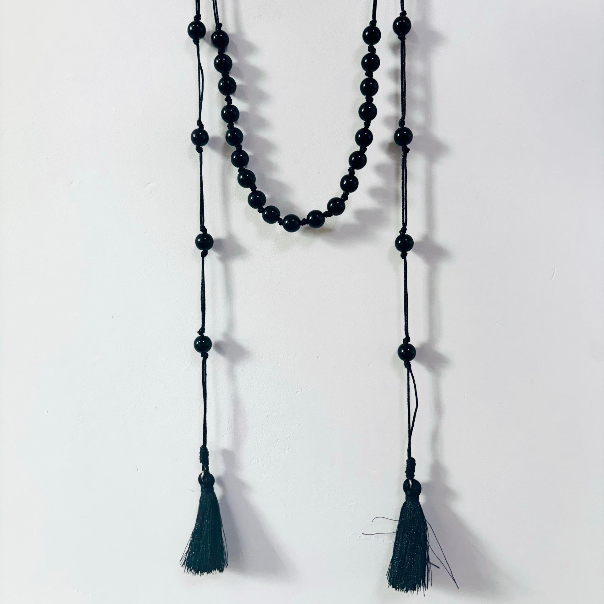 

Fashion Personality Red Glass Bead Beaded Tassels Necklace for Women Retro Ethnic Double-layer Fold Wear Sweater Chain Jewelry