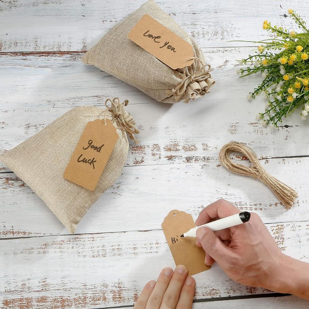 25Pcs Linen Bundle Mouth Bag Wedding Party Gift Bag Christmas Jewelry Bag DIY Linen Bag Set