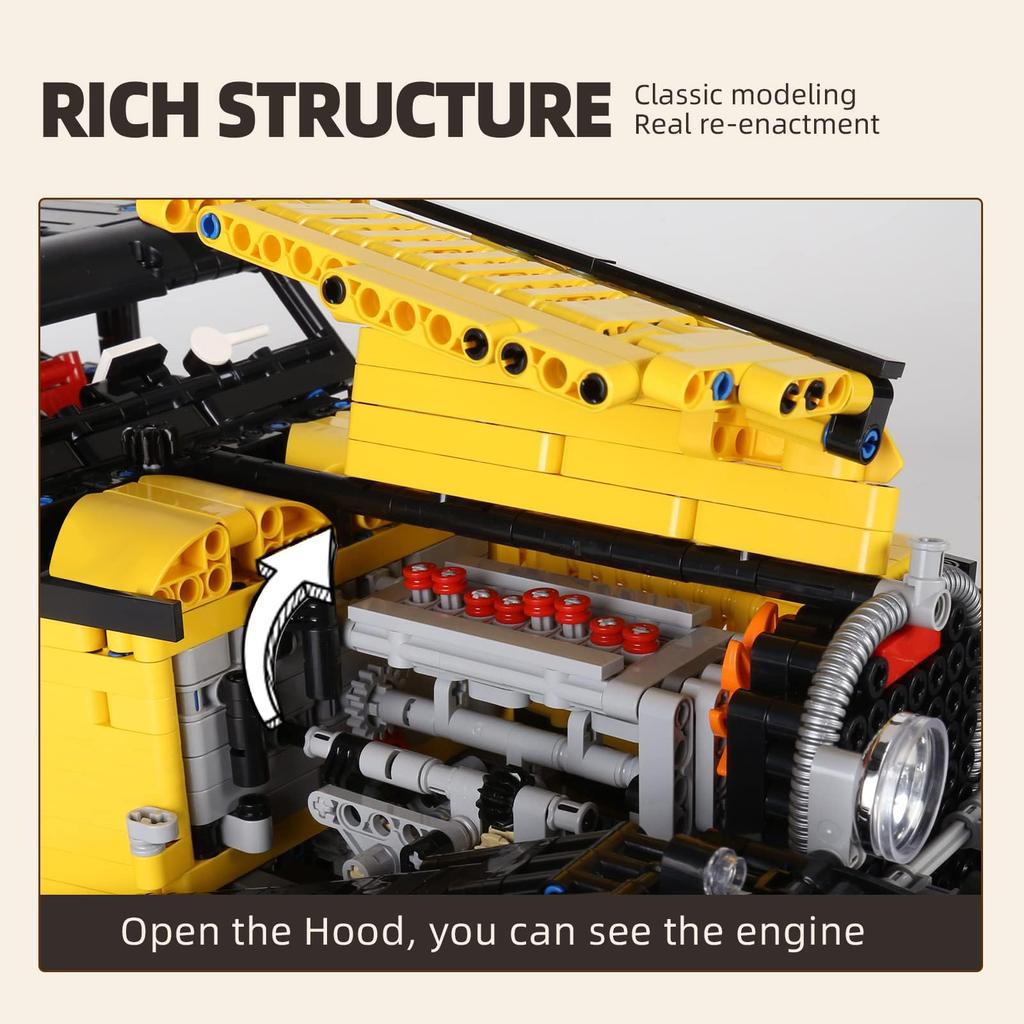 Mould King 13080 High-Tech Retro Car T 50 Building Block Kit, MOC Collectible Model Car Building Block Toy Kit, STEM Kids Learning Toy Building Block