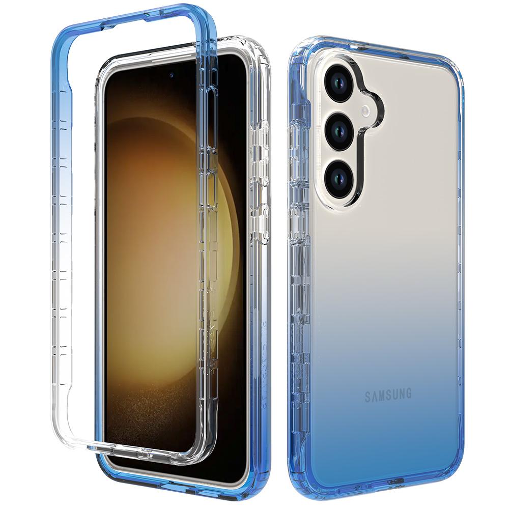 

For Samsung Galaxy S24 Cell Phone Case Shockproof PC+TPU Clear Gradient Back Cover Gradient Blue