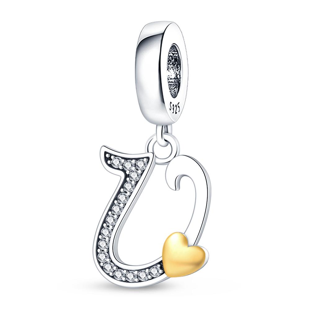 Charms Plata De Leyfit Pan Original Bracelets 26 Letter English Alphabet Beads Pendant Firely Diy Jewelry Making